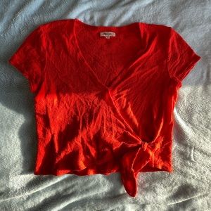 Madewell Crop Red 100% Cotton with Tie Size S